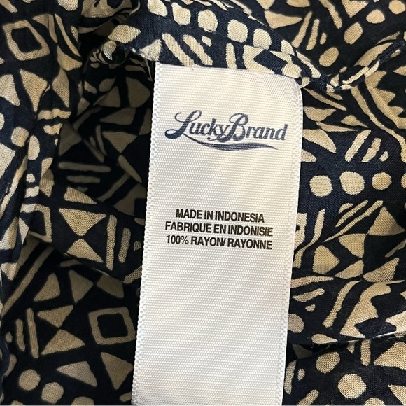 John Robshaw x Lucky Brand batik top, geometric pattern blue and white, sz M - Picture 13 of 14